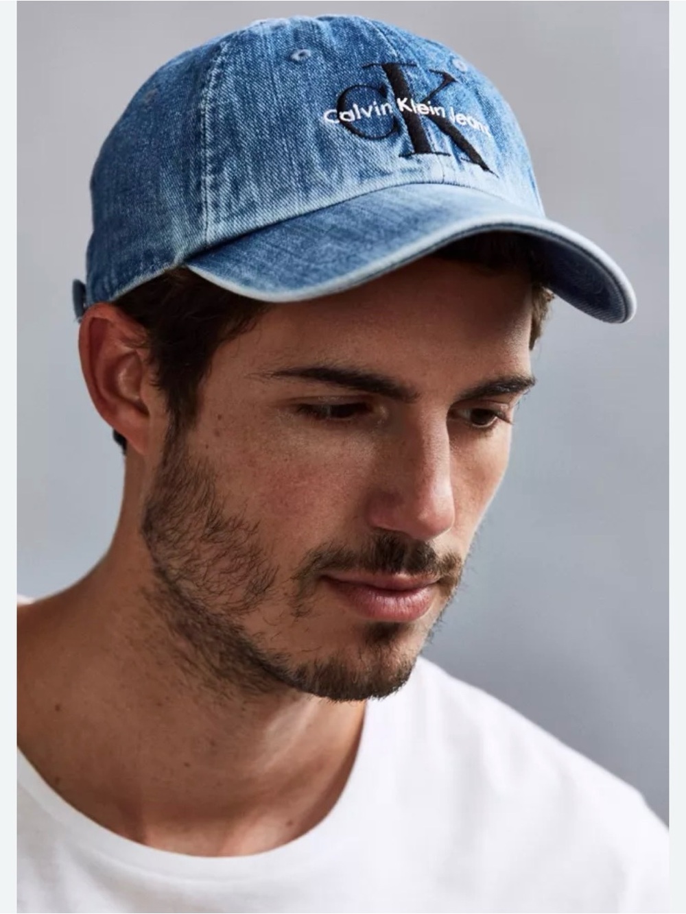 Calvin Klein Jeans Washed Blue Denim Cap with Embroidered Logo - Picture 7 of 10